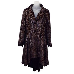 The Pyramid Collection Swing Coat Black Velvet Metallic Leopard size S